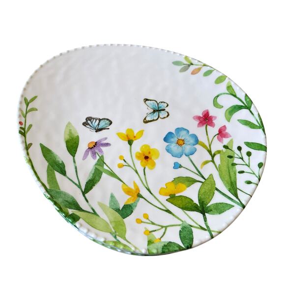 Spring Gatherings Floral Easter Egg Shaped Melamine Salad Plates 8" Set of 4 New - Picture 6 of 15